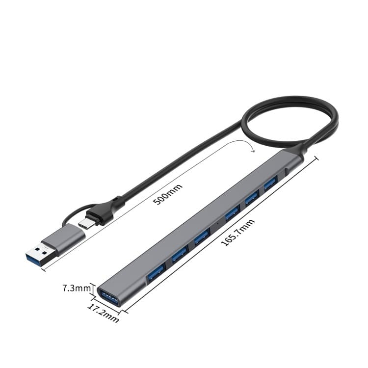 Onten UCA9702 2 In 1 7-port Portable Multifunctional USB HUB Docking Station — image 2
