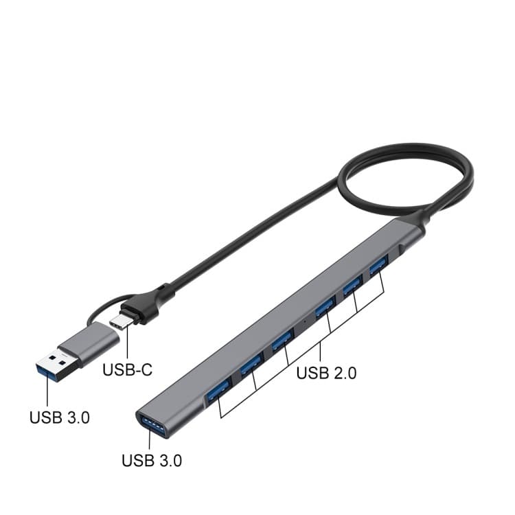 Onten UCA9702 2 In 1 7-port Portable Multifunctional USB HUB Docking Station — image 3