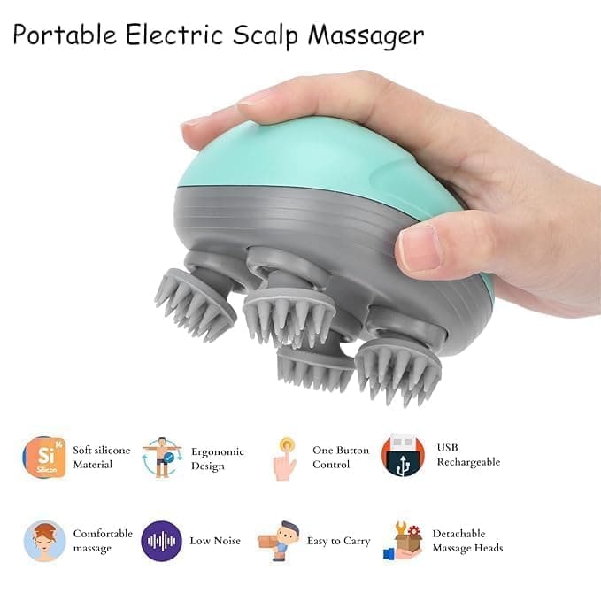 OSK 701 Electric Scalp Massager Waterproof USB Rechargeable Head Neck & Body Massager For Stress Relief — image 2