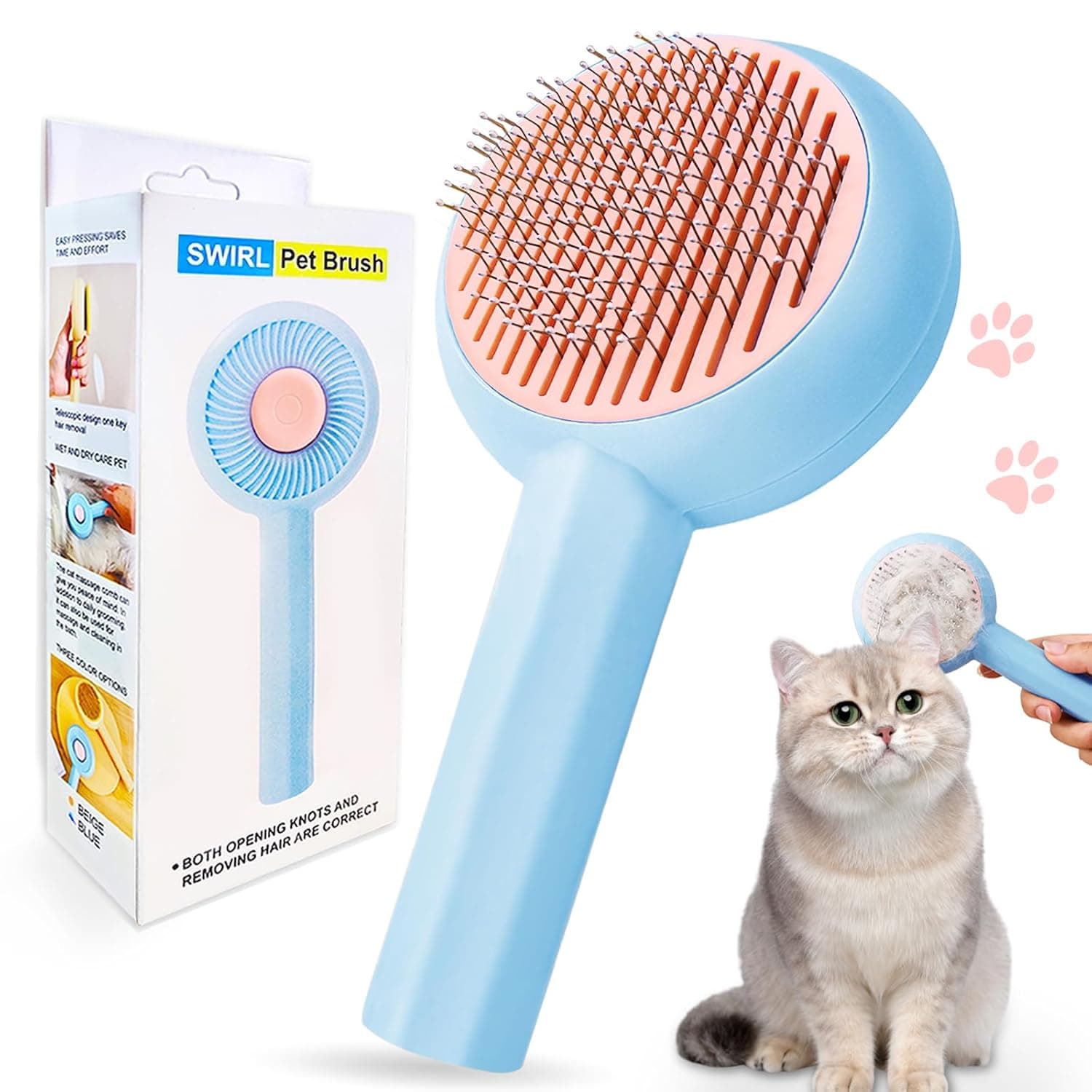 Pet Brush Self Cleaning Dog & Cat Comb For Long & Short Hair — image 1
