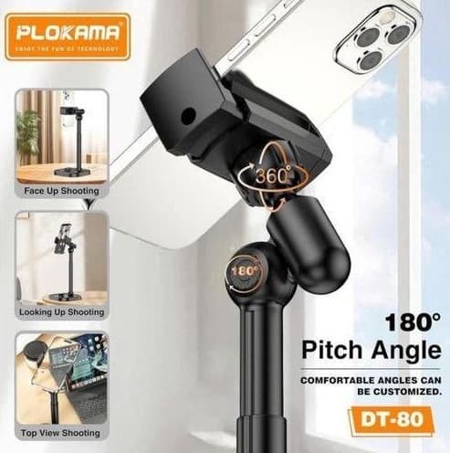 Plokama DT80 Desktop Phone Stand Adjustable 22-41cm 360° Rotation Stable Metal Base — image 3