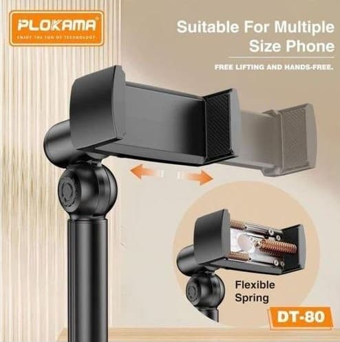 Plokama DT80 Desktop Phone Stand Adjustable 22-41cm 360° Rotation Stable Metal Base — image 2