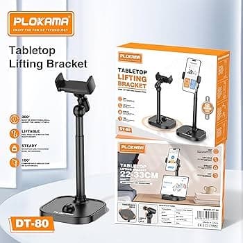 Plokama DT80 Desktop Phone Stand Adjustable 22-41cm 360° Rotation Stable Metal Base — image 6