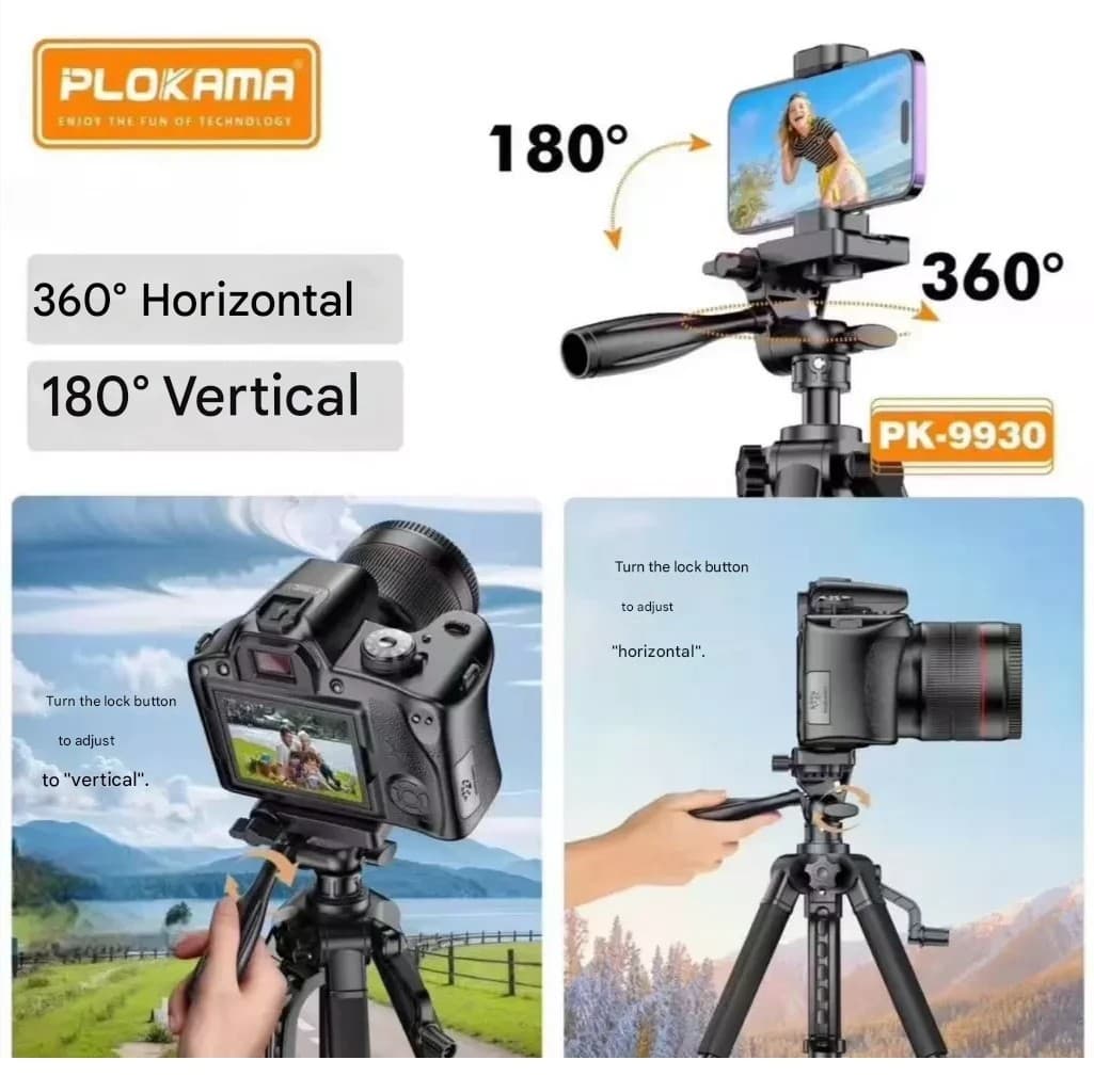 PLOKAMA PK 9930 1.5m Professional Tripod Stand For Cameras And Mobile Phones — image 4