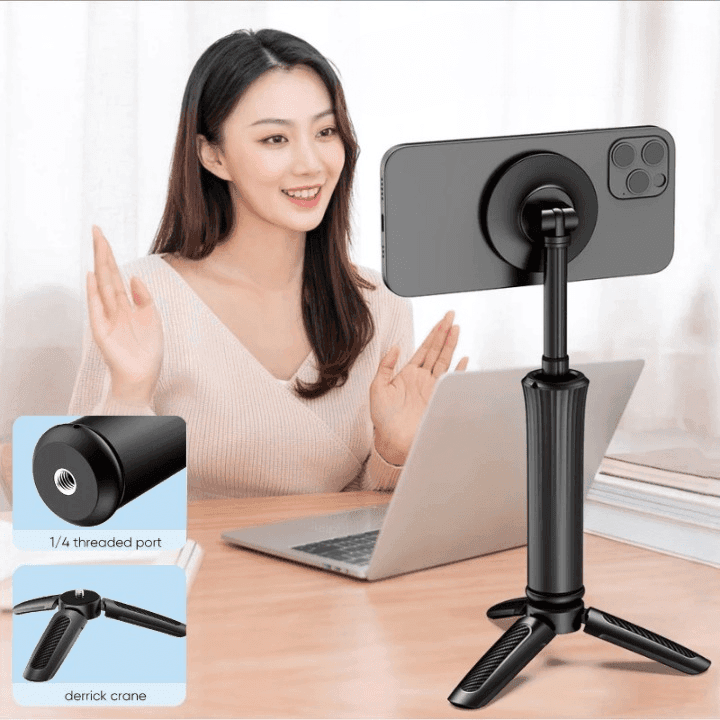 Portable Strong Magnetic Mobile Phone Holder Selfie Stick With Tripod — image 1