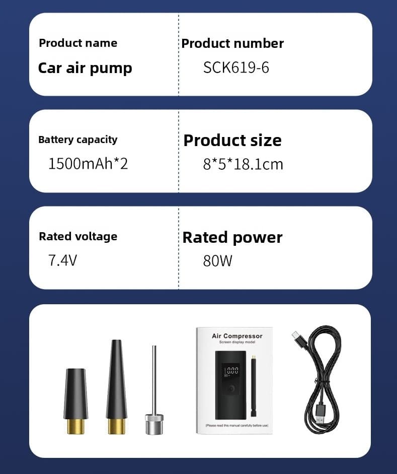 Portable Wireless Car Air Pump High-Pressure Electric Tire Inflator With Digital Display — image 5