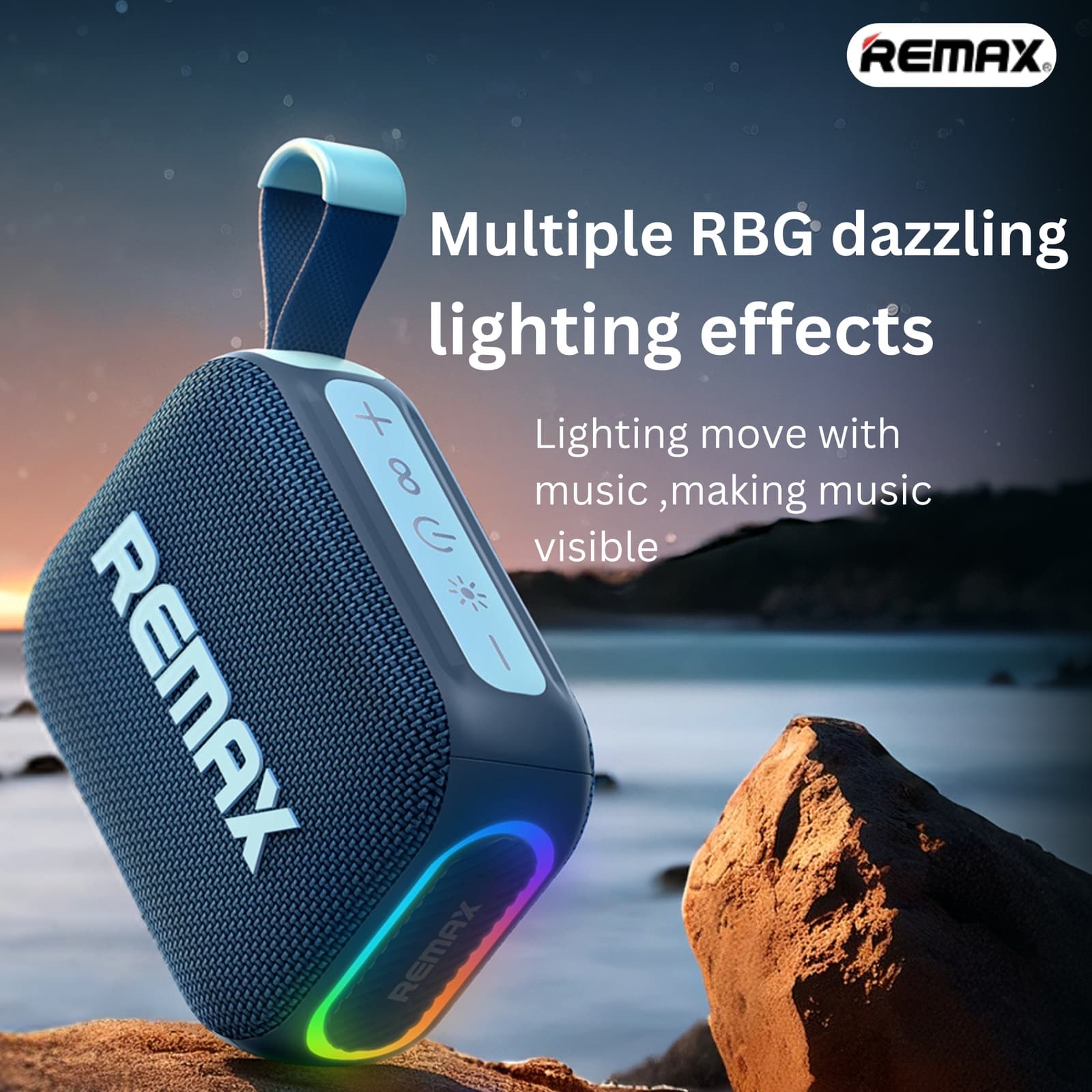 Remax RB M7 Portable Wireless Speaker - IP67 Waterproof, RGB Light, TWS HiFi Sound Loudspeaker — image 2