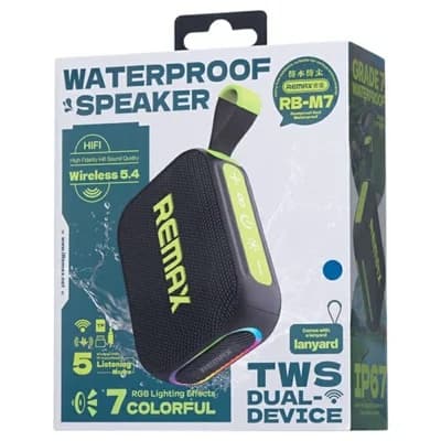 Remax RB M7 Portable Wireless Speaker - IP67 Waterproof, RGB Light, TWS HiFi Sound Loudspeaker — image 5
