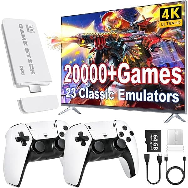 Retro Game Stick for TV 64GB Wireless HDMI Console with 21K Built In Games — image 1