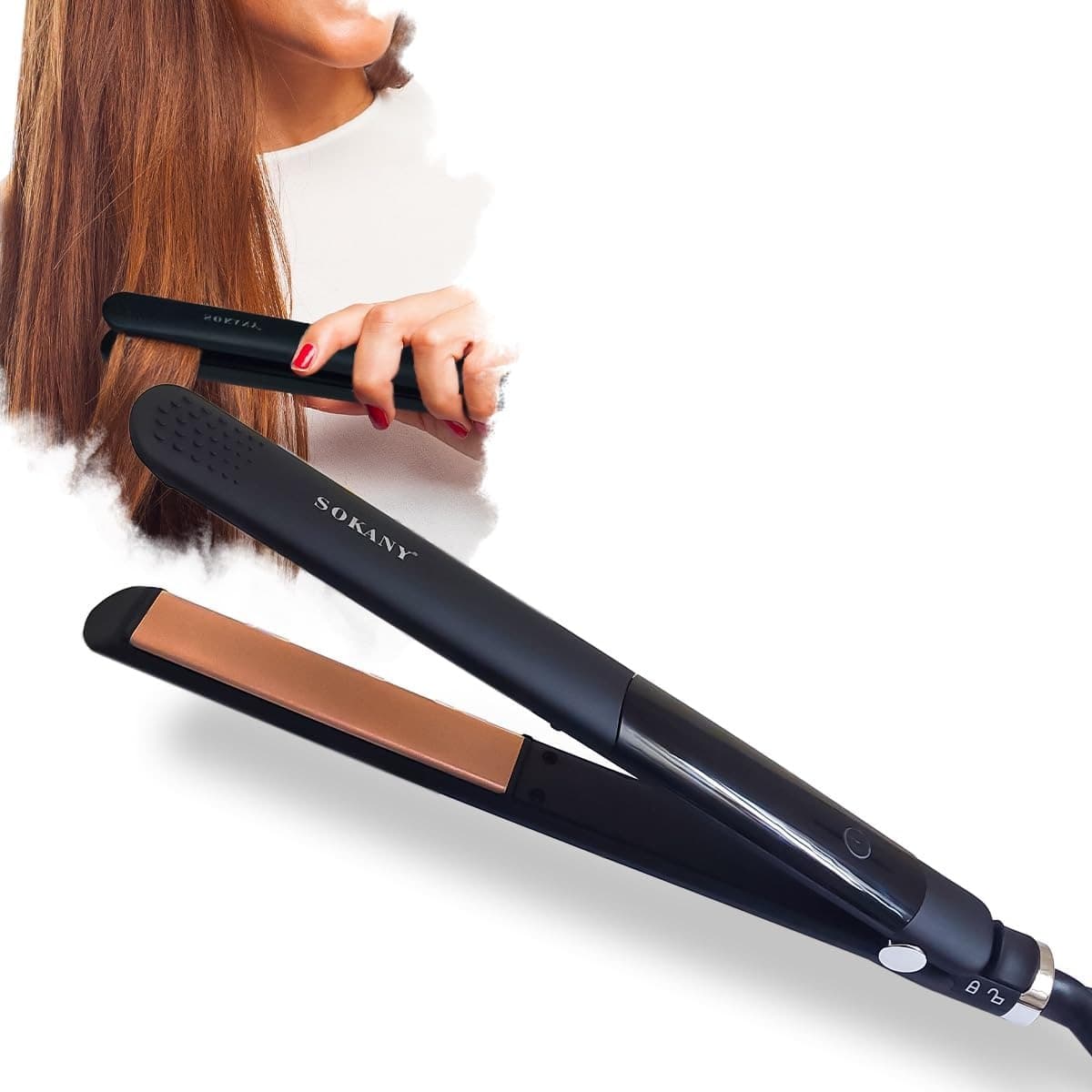 Sokany SK‑1901 Professional Hair Straightener Flat Iron With Adjustable Temperature & LCD Display — image 1