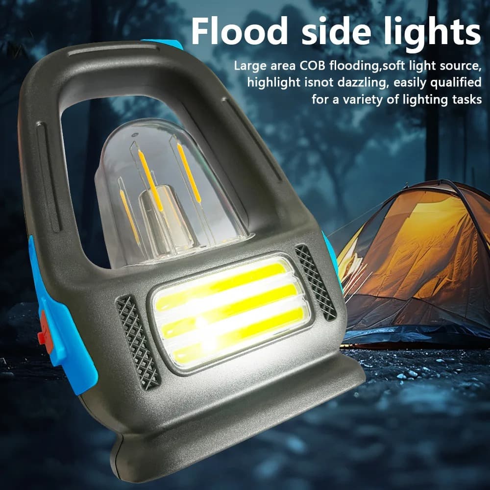 Solar Rechargeable Camping Lantern Light Bright COB Flashlight For Hiking & Fishing — image 2