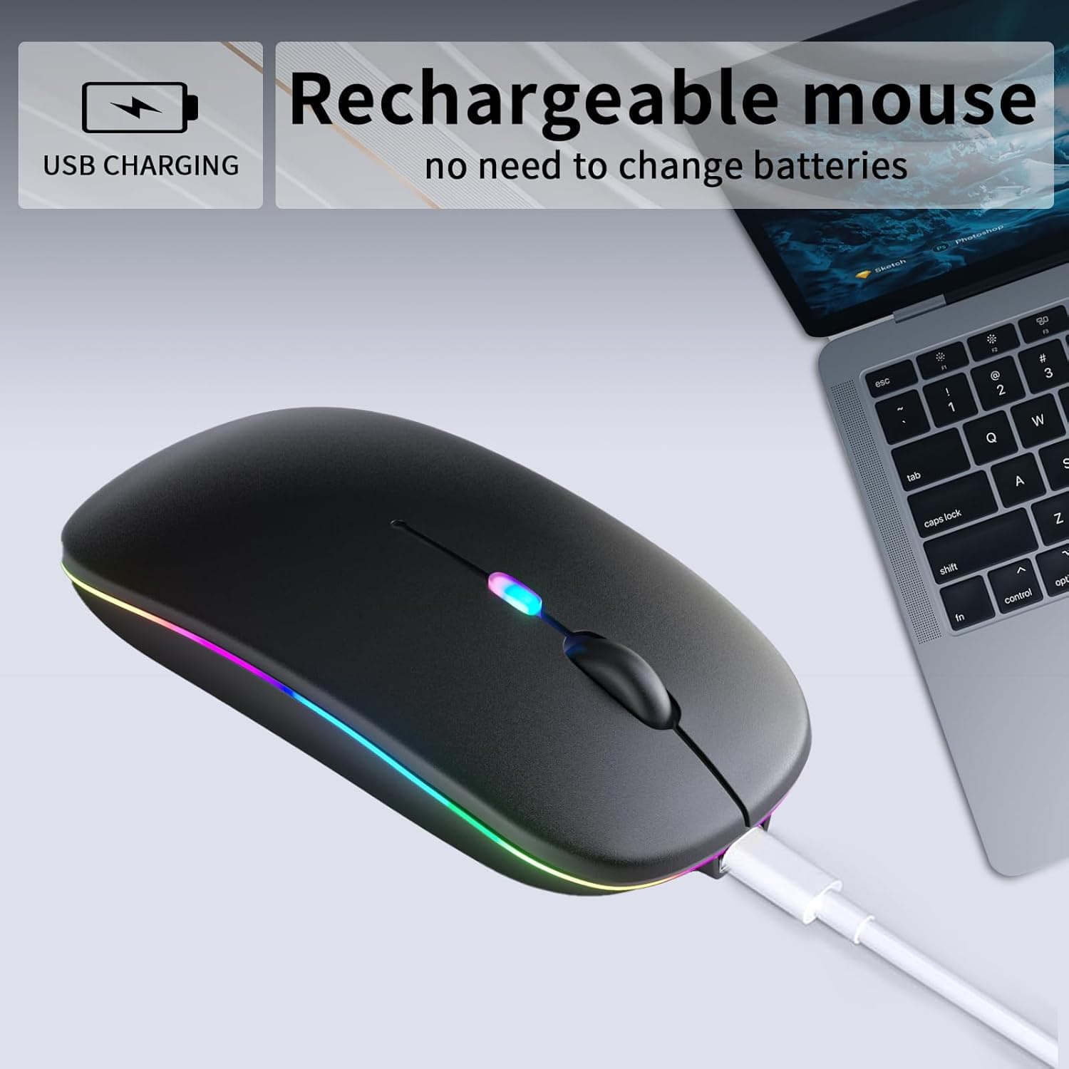 SOLID W10 Dual Mode Bluetooth And 2.4 Type C Rechargeable Mouse LED Silent Click — image 3