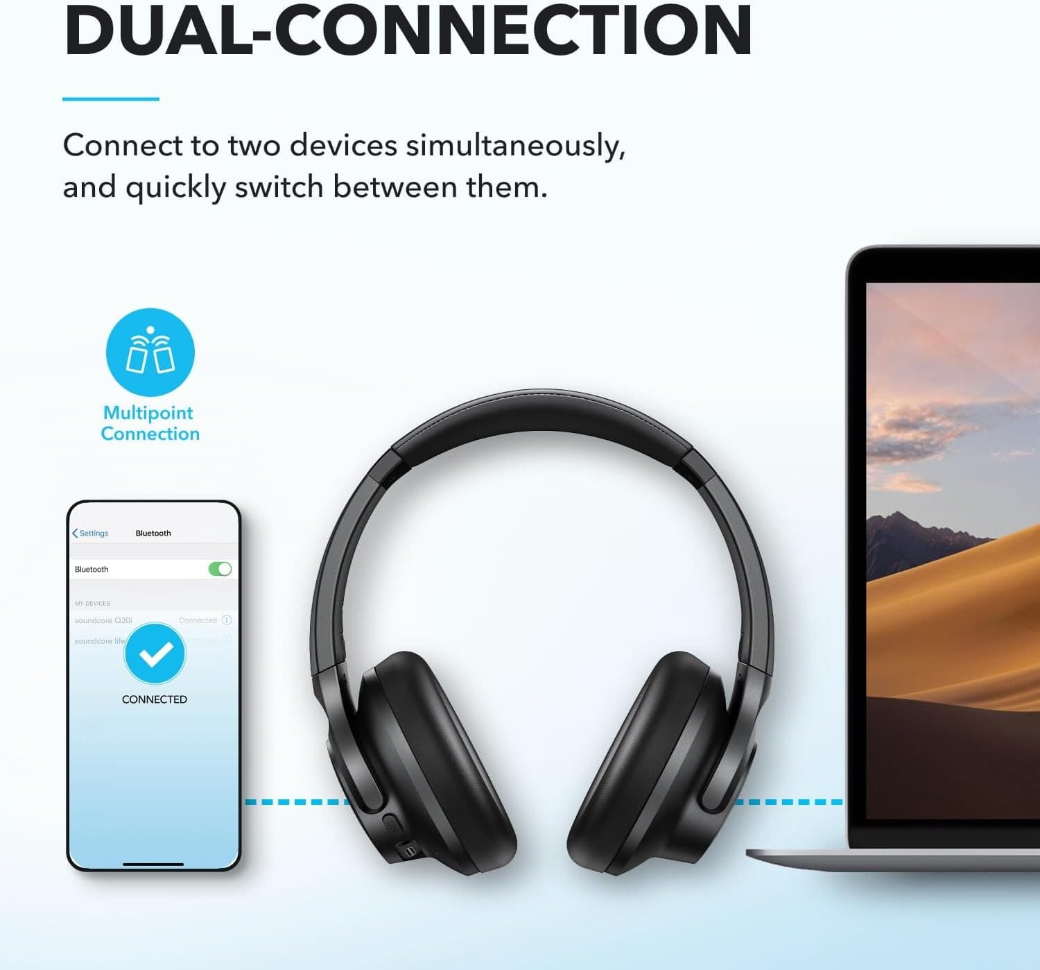 Soundcore By Anker Q20i Hybrid Active Noise Cancelling Wireless Over‑Ear Bluetooth Headphone — image 5