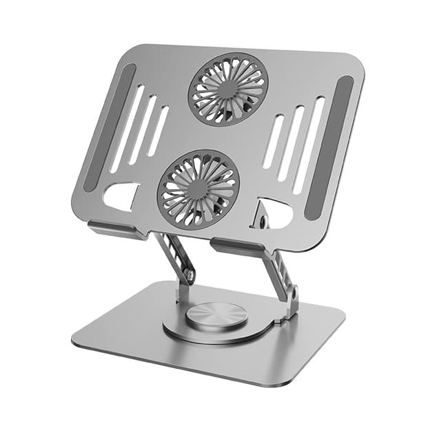 Sturdy Aluminum 360° Rotation Ergonomic Laptop Stand Cooler Height Adjustment & Anti-Slip Pads — image 1