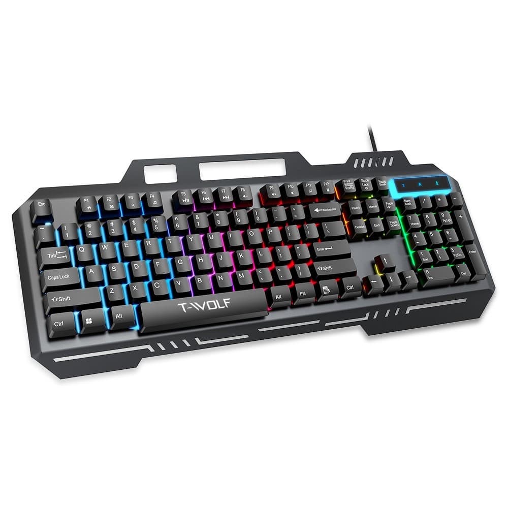 T‑WOLF T16 Backlit Wired 104-Key Gaming Keyboard With Ambient Lighting — image 1