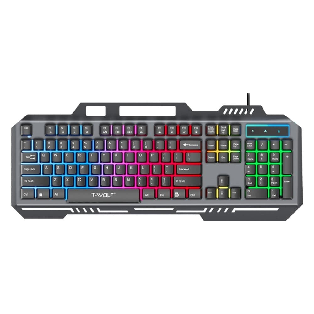 T‑WOLF T16 Backlit Wired 104-Key Gaming Keyboard With Ambient Lighting — image 2