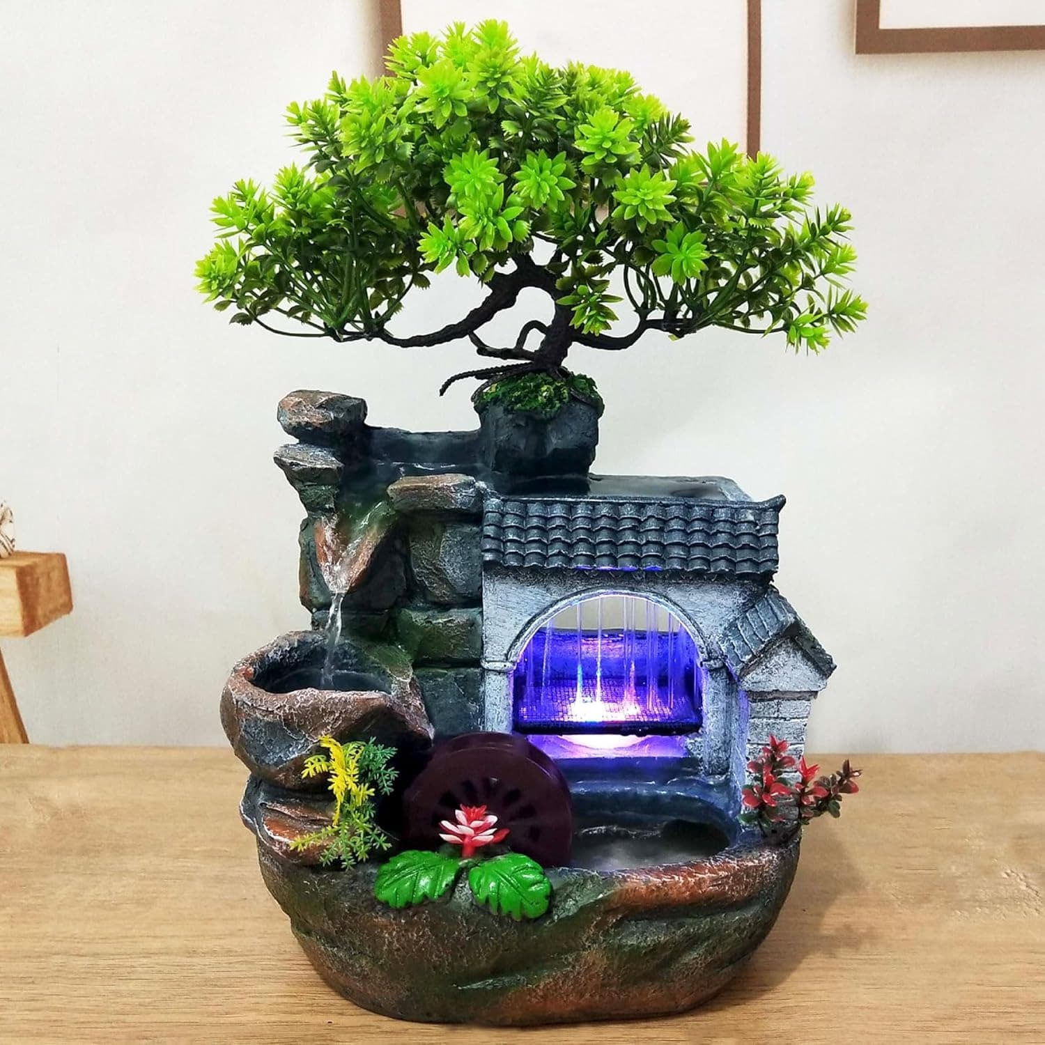 Tabletop Waterfall Fountain With Automatic Pump And Switch Stream Fountain — image 1