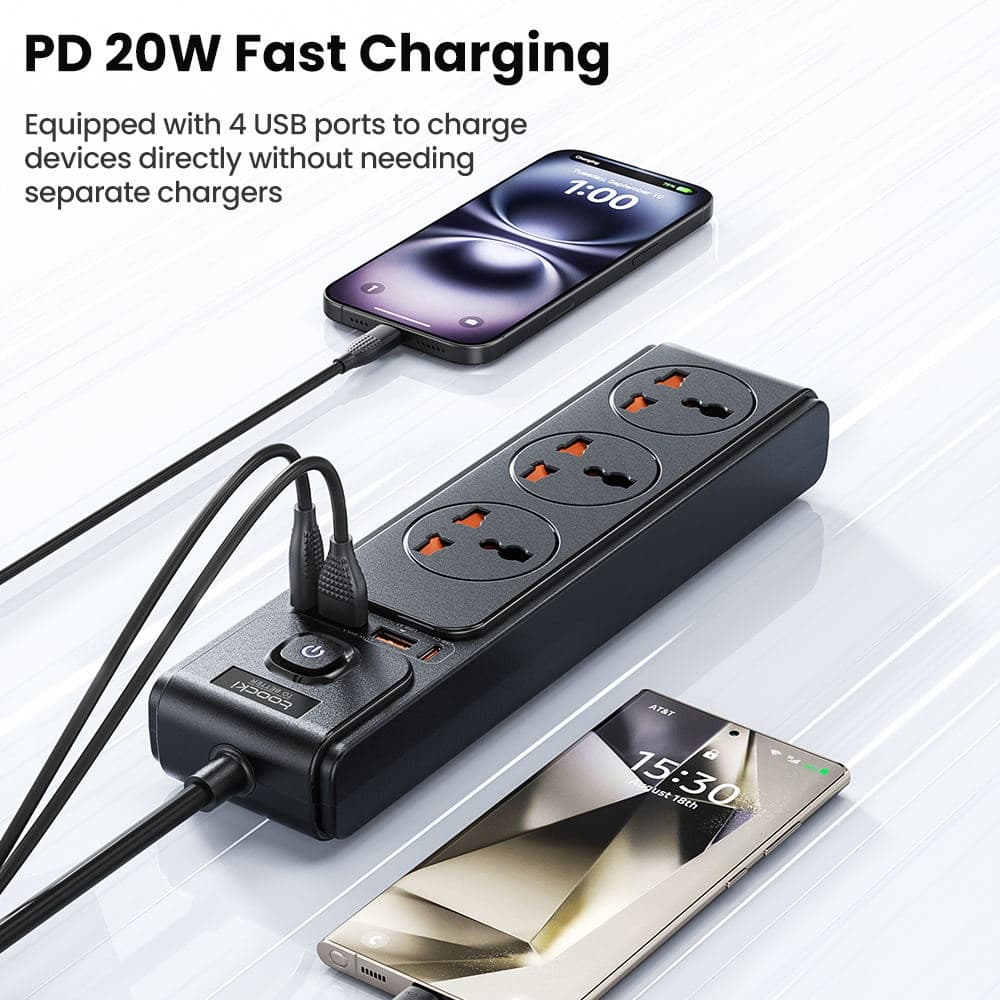 Toocki C35 7-in-1 GaN Charging Station EU Plug | 30W Fast Charging Power Strip with 4 AC Outlets & 3 USB Ports — image 3