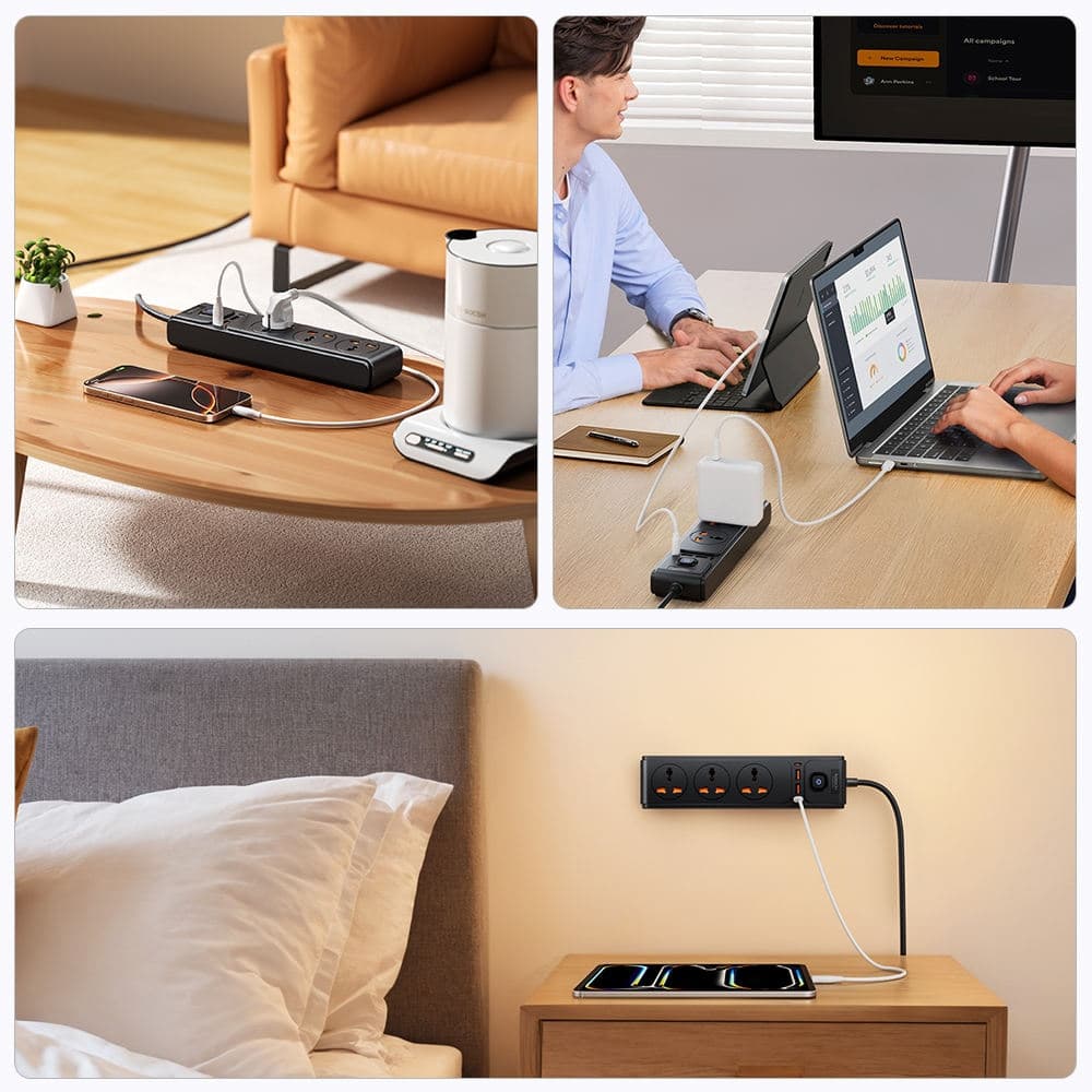 Toocki C35 7-in-1 GaN Charging Station EU Plug | 30W Fast Charging Power Strip with 4 AC Outlets & 3 USB Ports — image 6