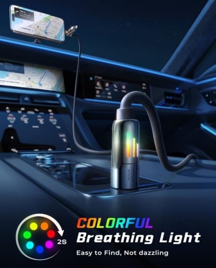 Toocki GZ01 240W 4-in-1 Multi Fast Charging Cable 2M Silky Silicone Cord RGB Glow Light — image 3