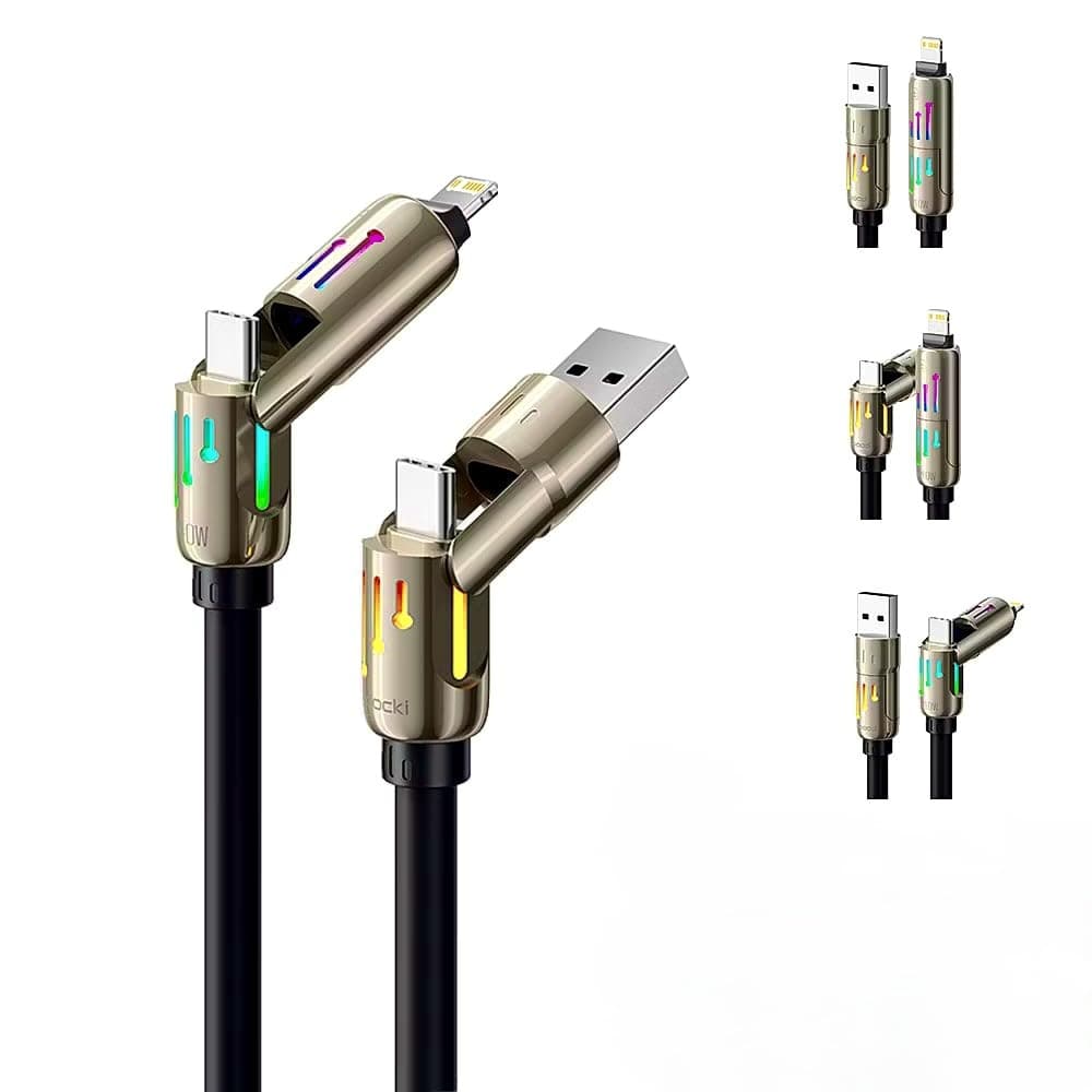 Toocki GZ01 240W 4-in-1 Multi Fast Charging Cable 2M Silky Silicone Cord RGB Glow Light — image 1