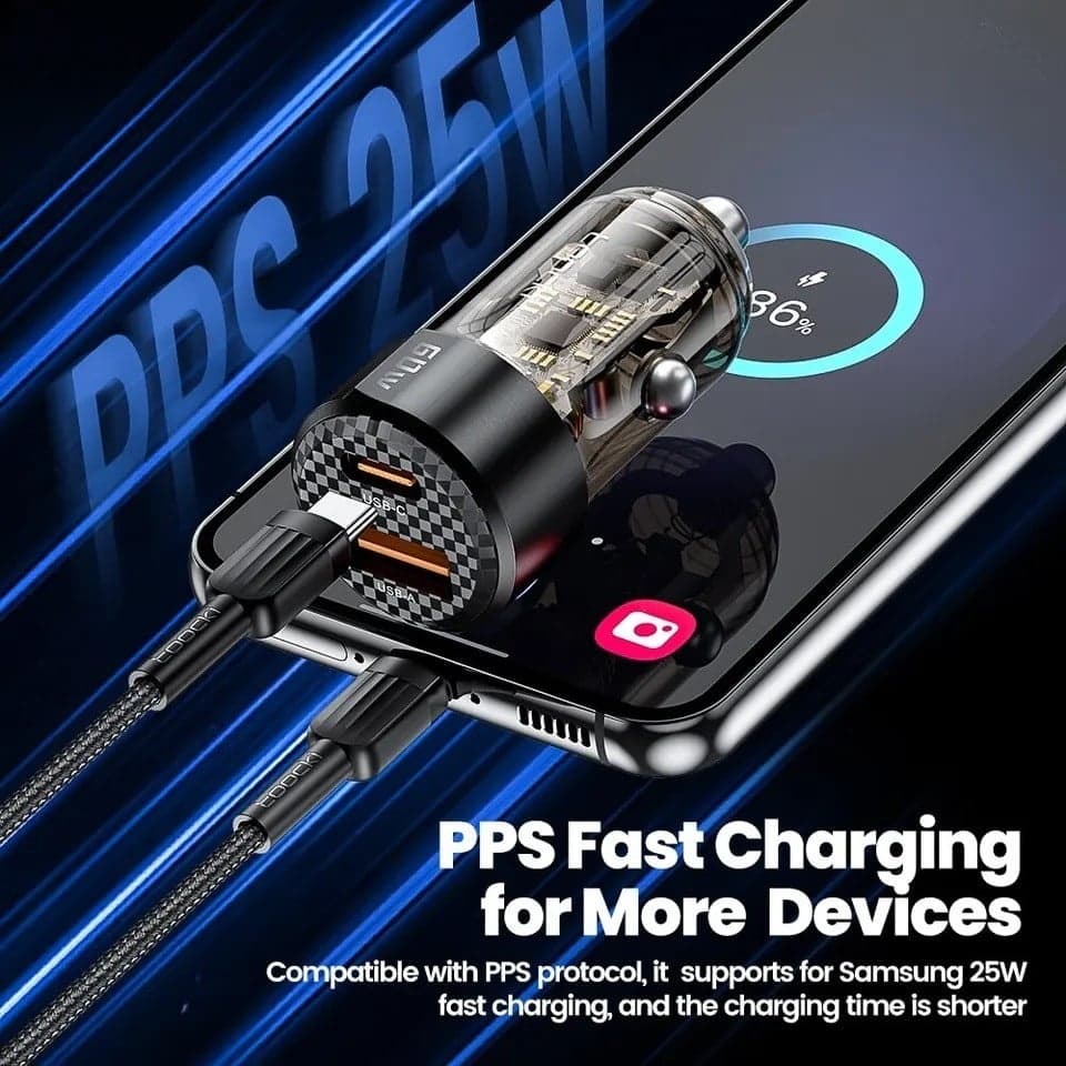 Toocki LL01 60W Car Charger with 30W Quick Charge & Transparent Case — image 4