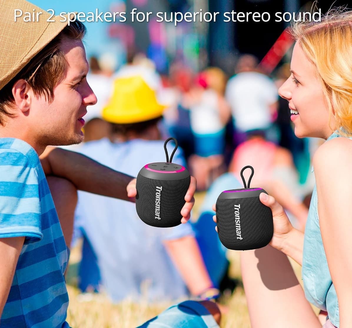Tronsmart T7 Mini Compact Portable Bluetooth Speaker With Lights Stereo Sound — image 3