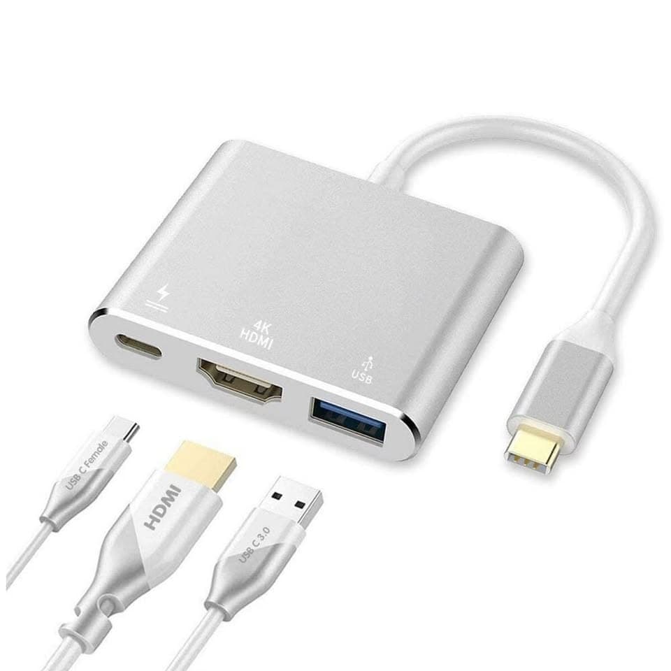 Type C To HDMI 3 In 1 4K Adapter 3.0 USB Port And Type C 3.1 Female Charging Port — image 1