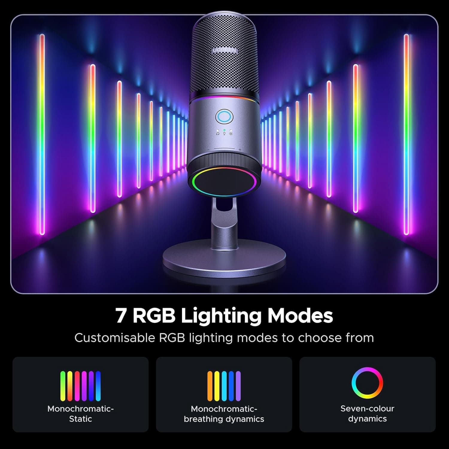 UGREEN 35629 USB Condenser Gaming Mic with RGB & Noise Cancellation — image 4