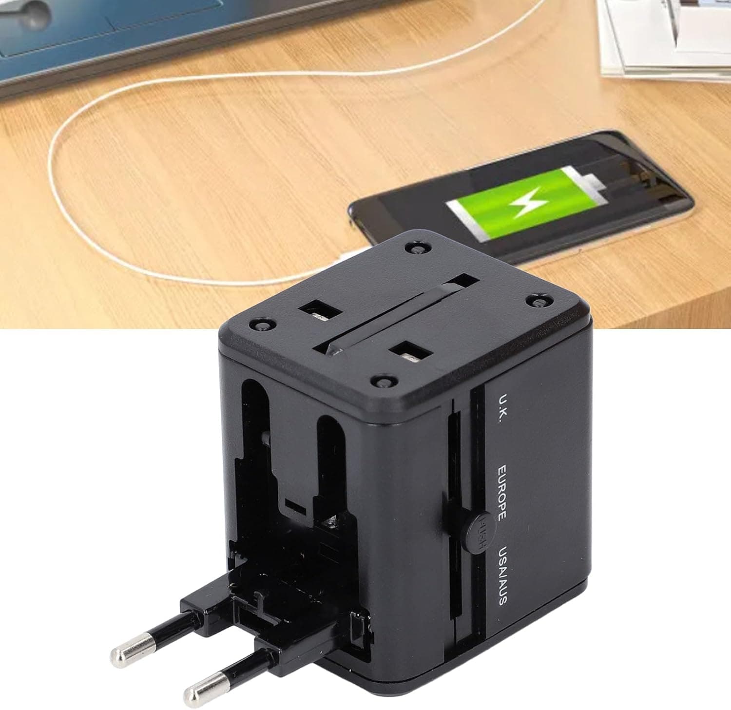 Universal Travel Adapter With 2.1A Dual USB International Power Plug Wall Charger — image 2