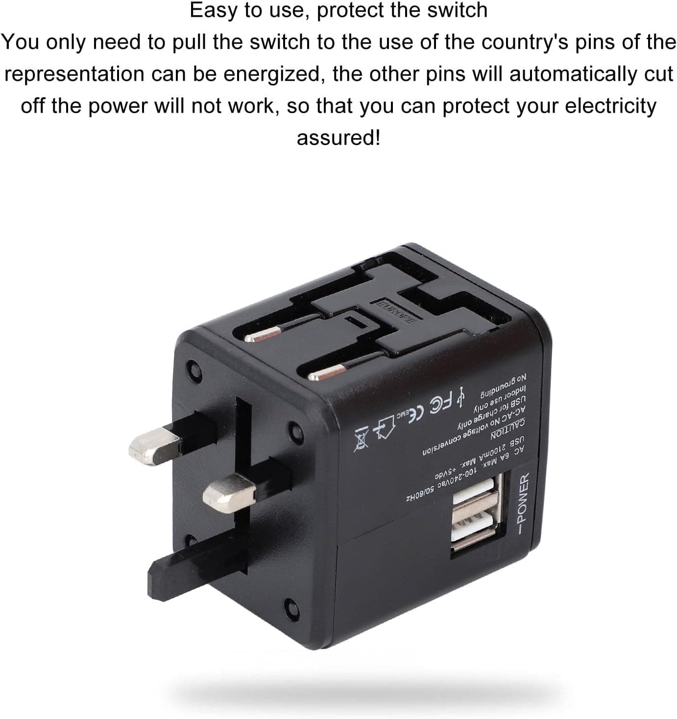 Universal Travel Adapter With 2.1A Dual USB International Power Plug Wall Charger — image 4
