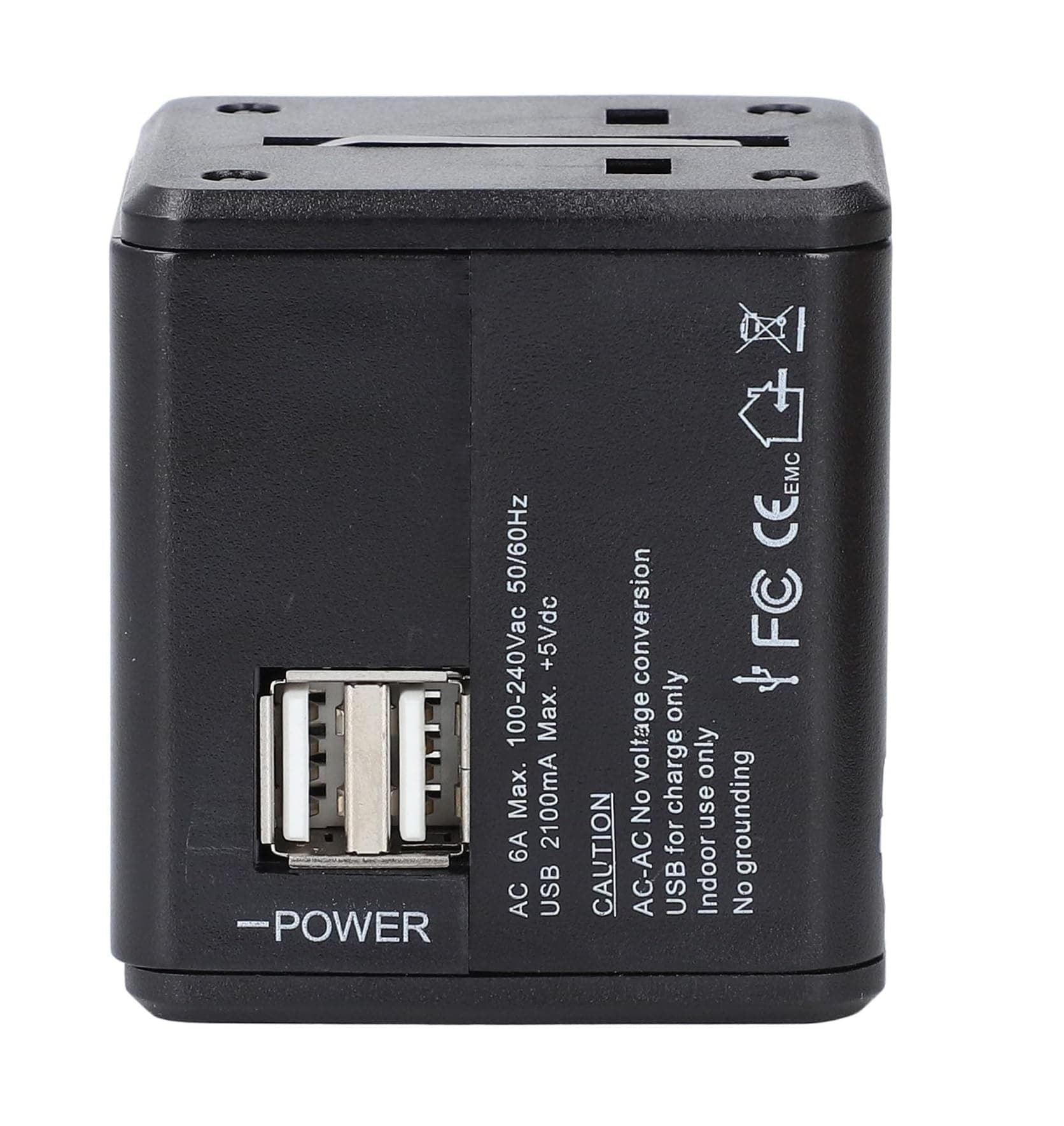 Universal Travel Adapter With 2.1A Dual USB International Power Plug Wall Charger — image 3