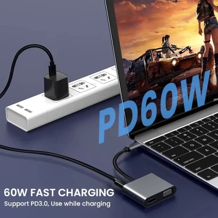 USB C Hub 4 in 1 4K HDMI VGA Adapter With USB 3.0 Type-C Dongle — image 4