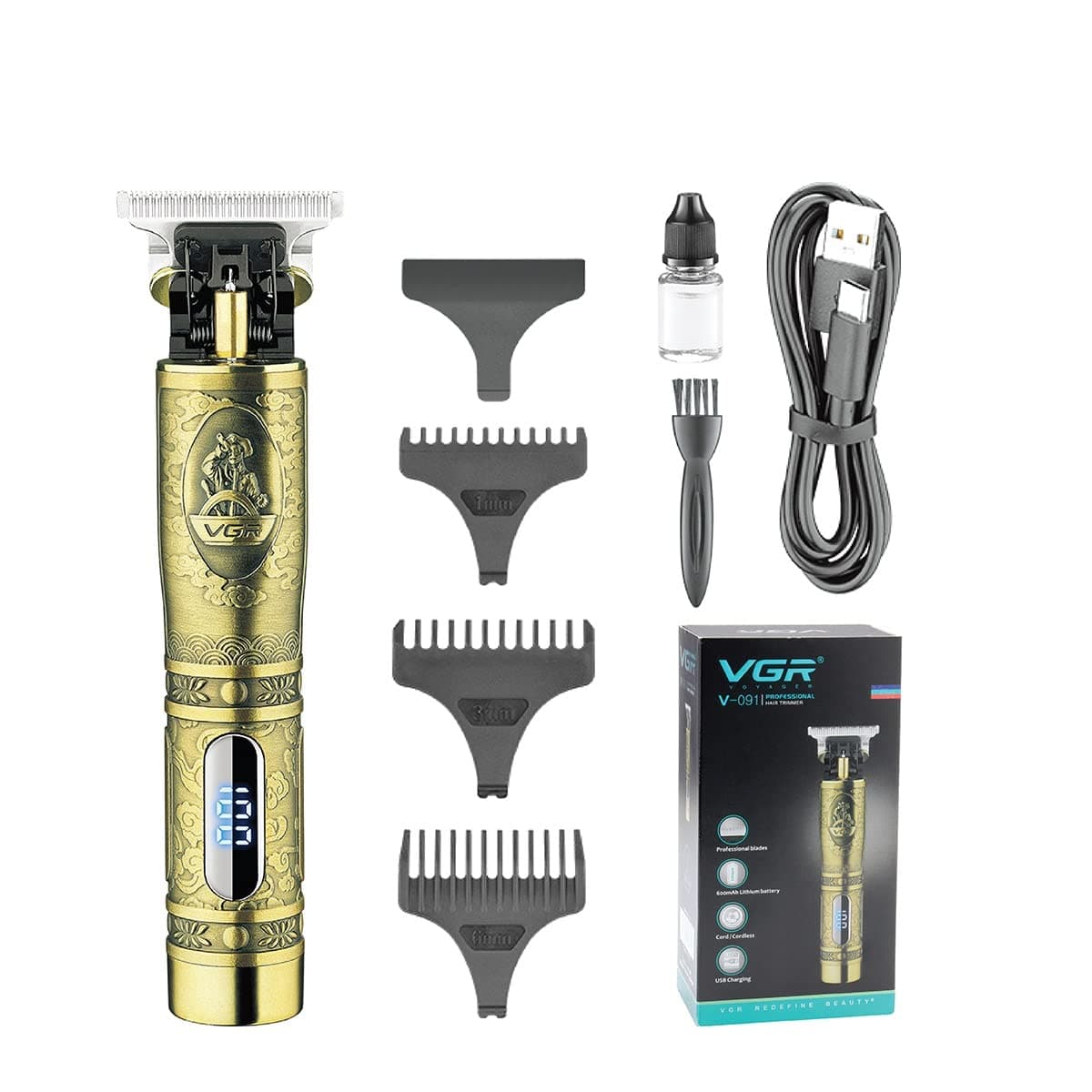 VGR V091 Professional Cordless Hair Clipper Trimmer With Digital Display — image 3