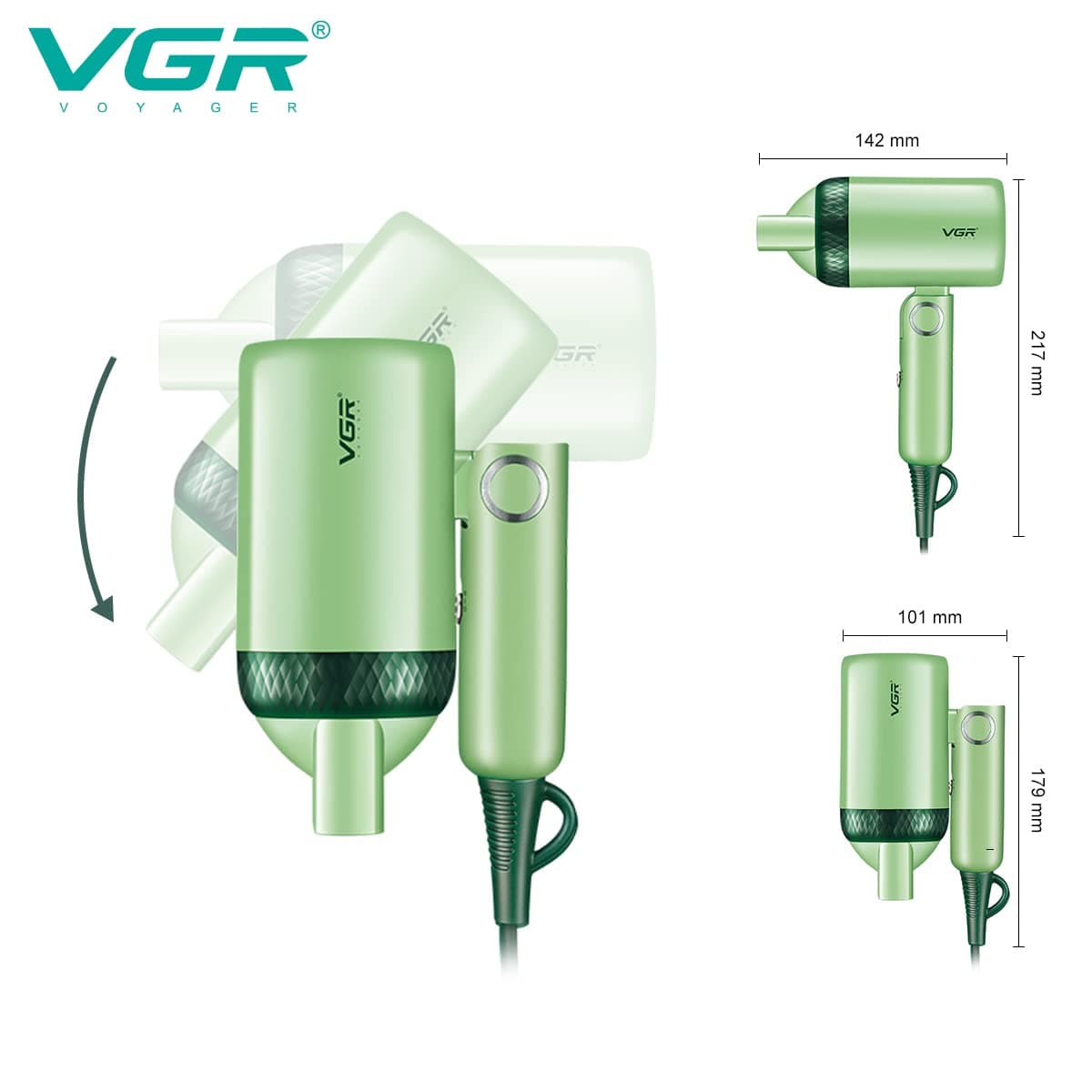 VGR V421 Professional Foldable Hair Dryer 1200W DC Motor 2 Speed Settings — image 4