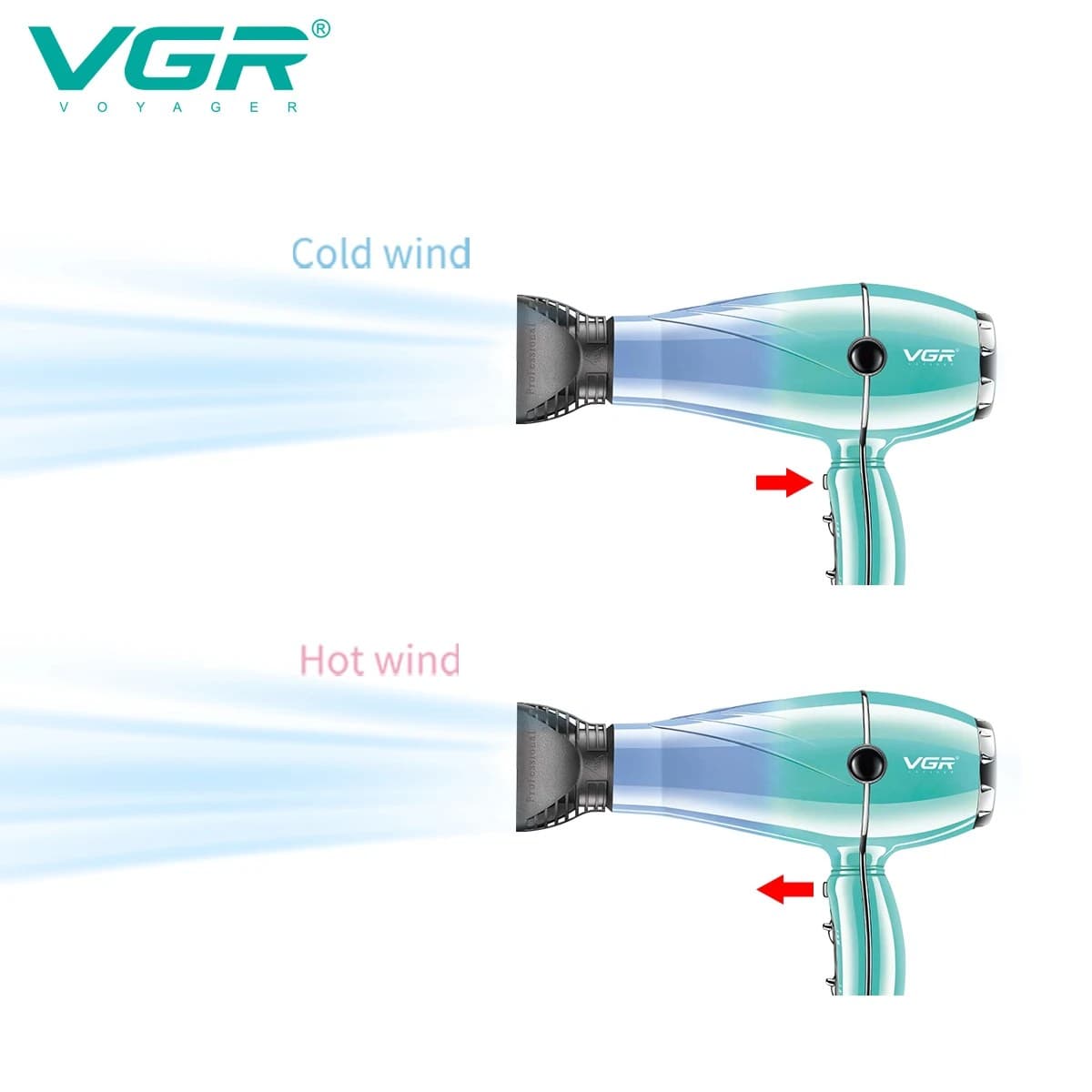 VGR V452 Professional Strong Wind Hair Dryer Overheating Protection — image 2