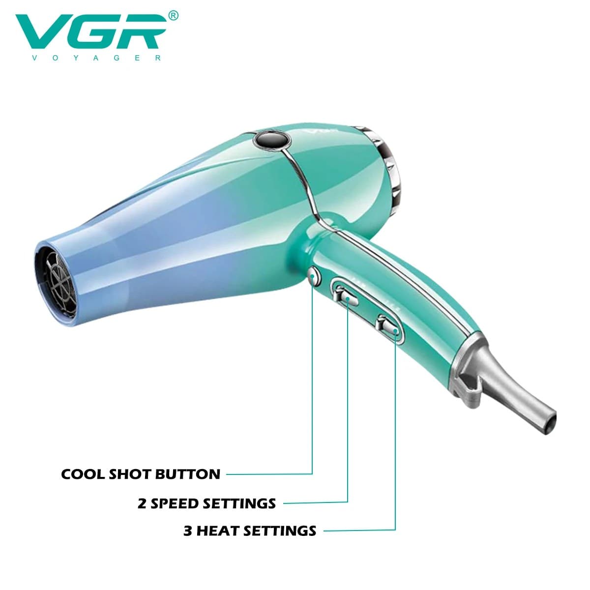 VGR V452 Professional Strong Wind Hair Dryer Overheating Protection — image 3