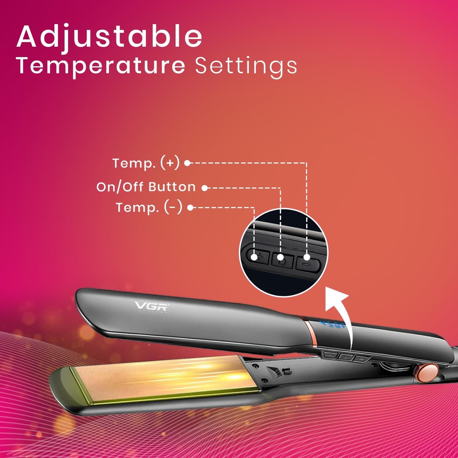 VGR V519S Professional Hair Straightener With 38 mm Ceramic Plates and Adjustable Temperature Settings — image 3