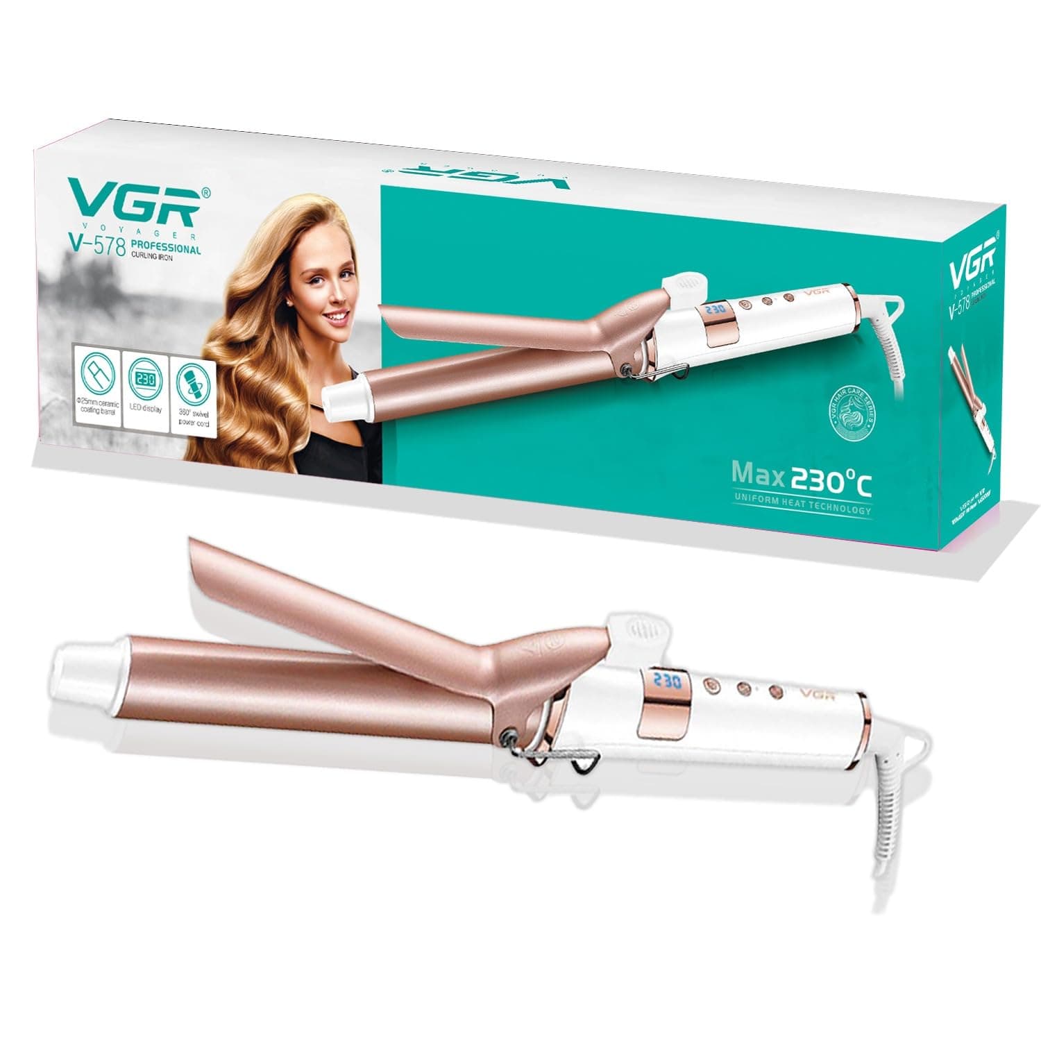 VGR V578 Professional Electric Fast Heating Hair Curling Iron — image 1