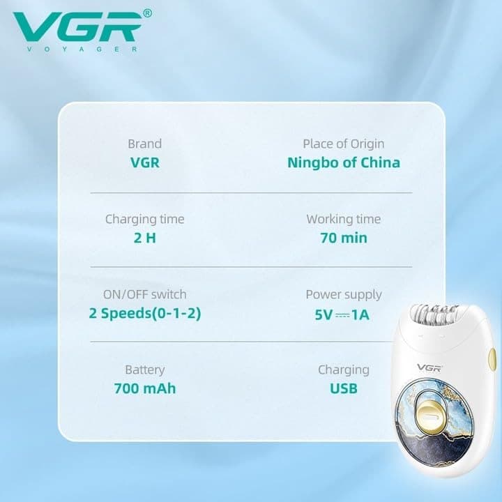 VGR V706 Cordless Professional Women’s Epilator For Face, Legs, Underarms & Bikini — image 5