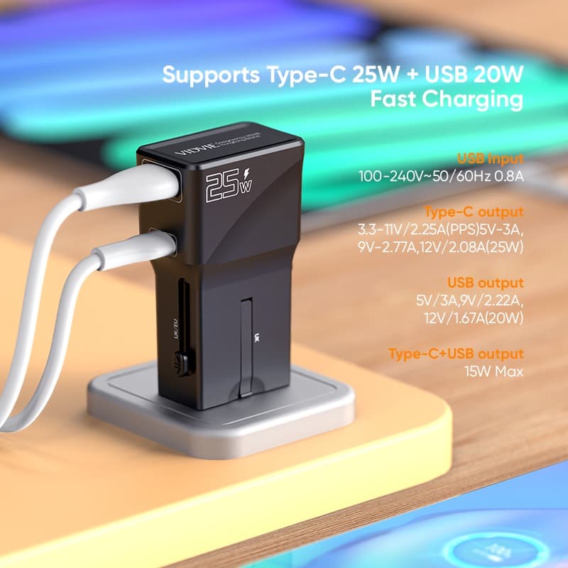 Vidvie TA4405 25W Global Universal Conversion Charger Travel Adapter — image 3