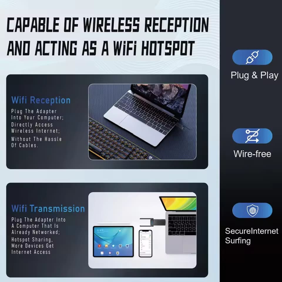 WiFi 6 Dual Band USB 5G Wifi And Bluetooth Adapter 2 In 1 — image 4
