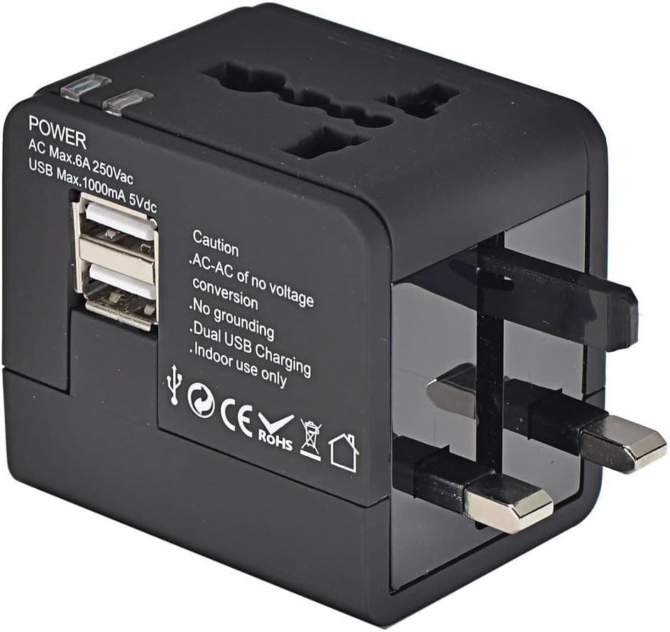 Worldwide Universal International Travel Adapter With 2 USB Charging Ports & Universal AC Socket — image 2