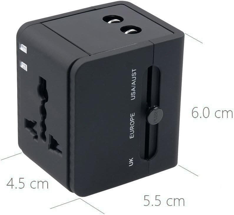 Worldwide Universal International Travel Adapter With 2 USB Charging Ports & Universal AC Socket — image 3