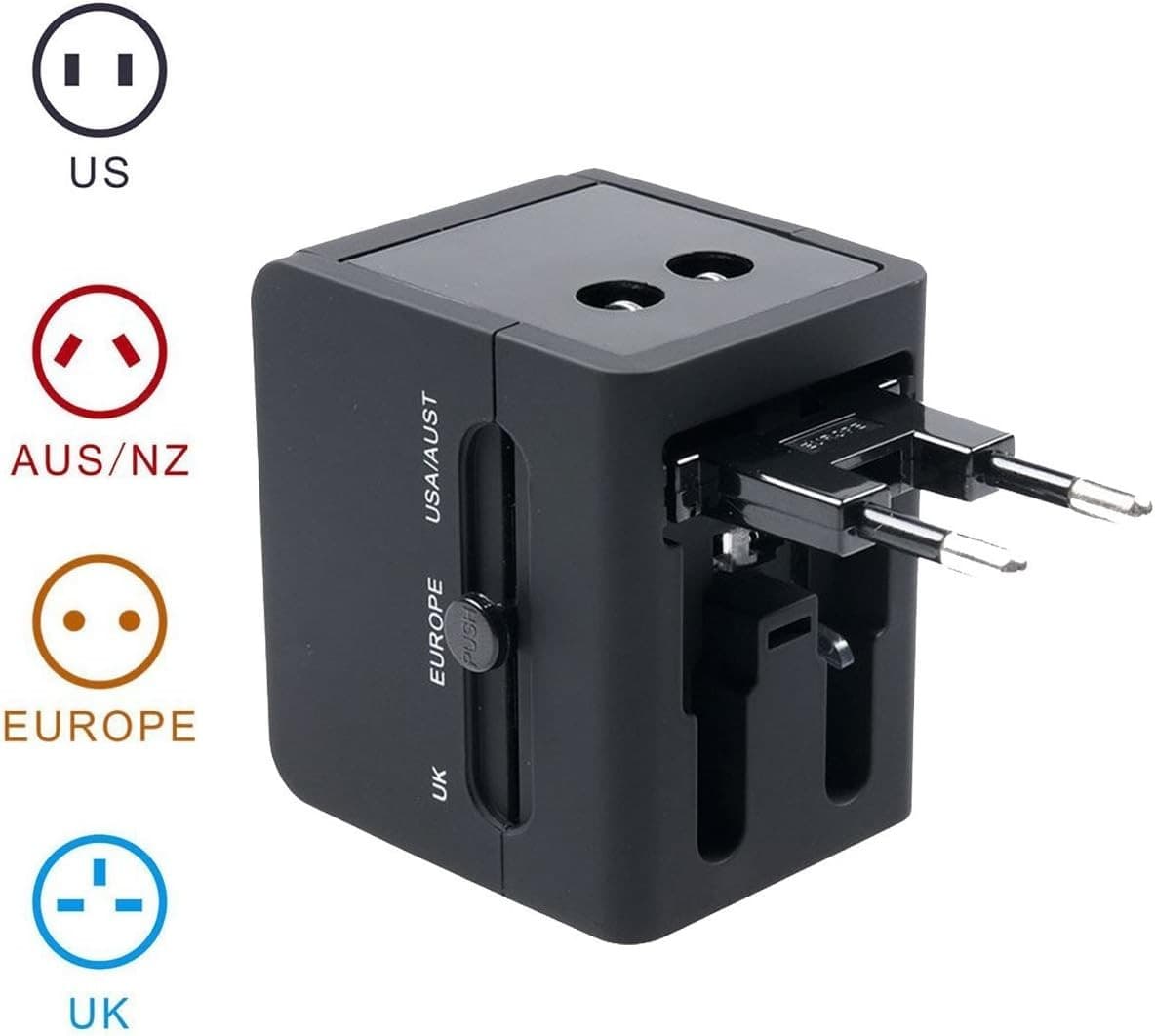Worldwide Universal International Travel Adapter With 2 USB Charging Ports & Universal AC Socket — image 1