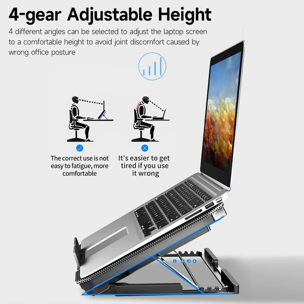 X2 Laptop Cooling Pad 4-Level Adjustable Height Laptop Cooler Stand — image 5