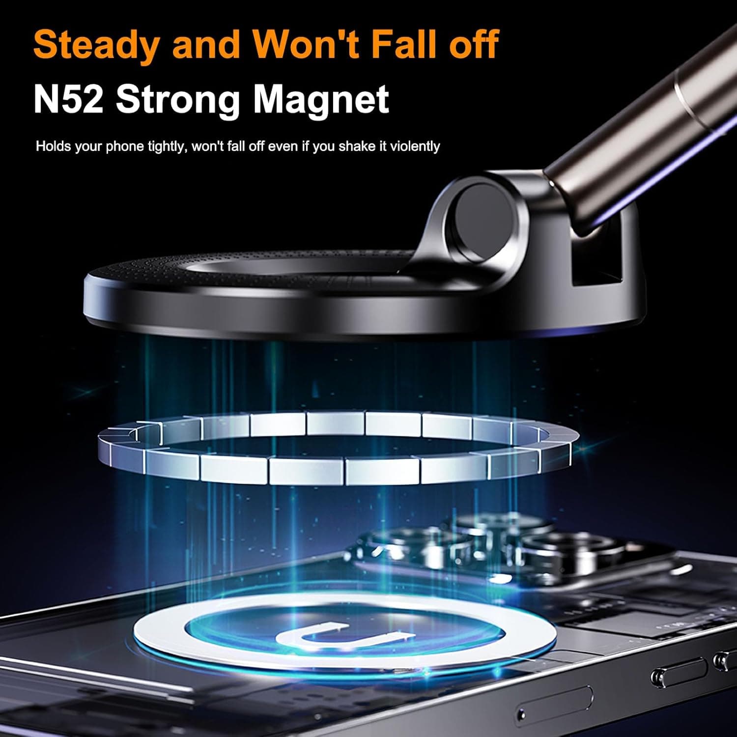 X68 MagGrip 360° Magnetic Car Phone Mount With Suction Lock — image 2
