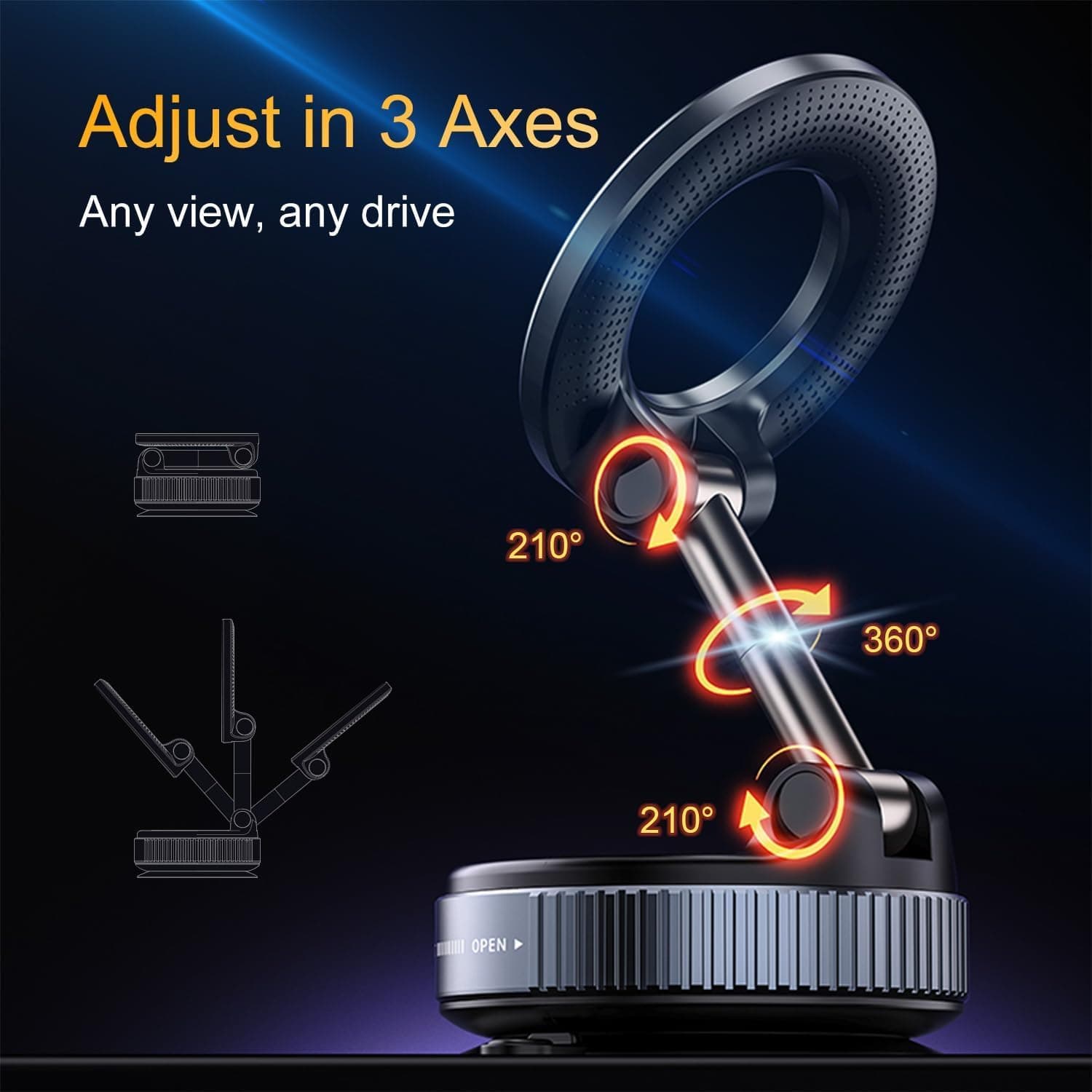 X68 MagGrip 360° Magnetic Car Phone Mount With Suction Lock — image 5
