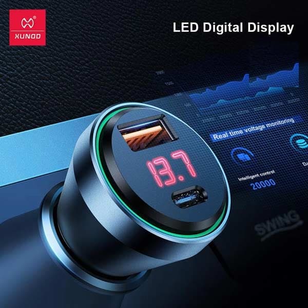 Xundd XDCH-040 43W PD + 1 QC3.0 USB-A Digital Display Fast Car Charger — image 1