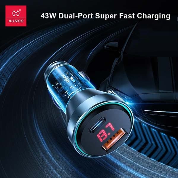 Xundd XDCH-040 43W PD + 1 QC3.0 USB-A Digital Display Fast Car Charger — image 2